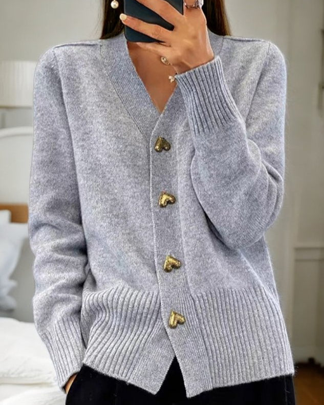 Cardigan Élégant avec Boutons en Cœur