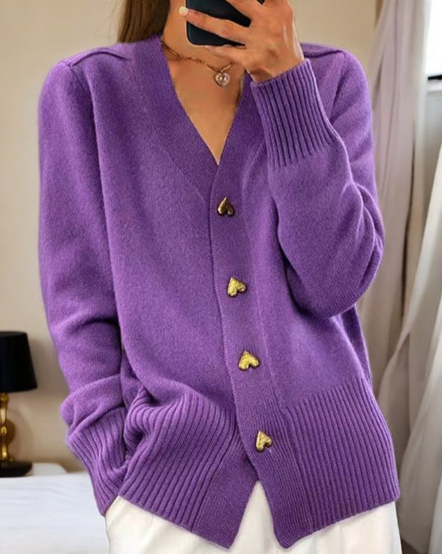 Cardigan Élégant avec Boutons en Cœur